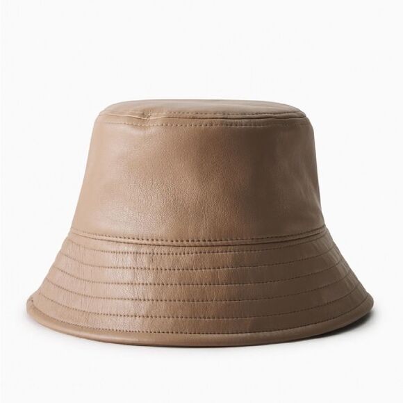 Babaton Accessories - BABATON | Brown Faux Leather Bucket Hat